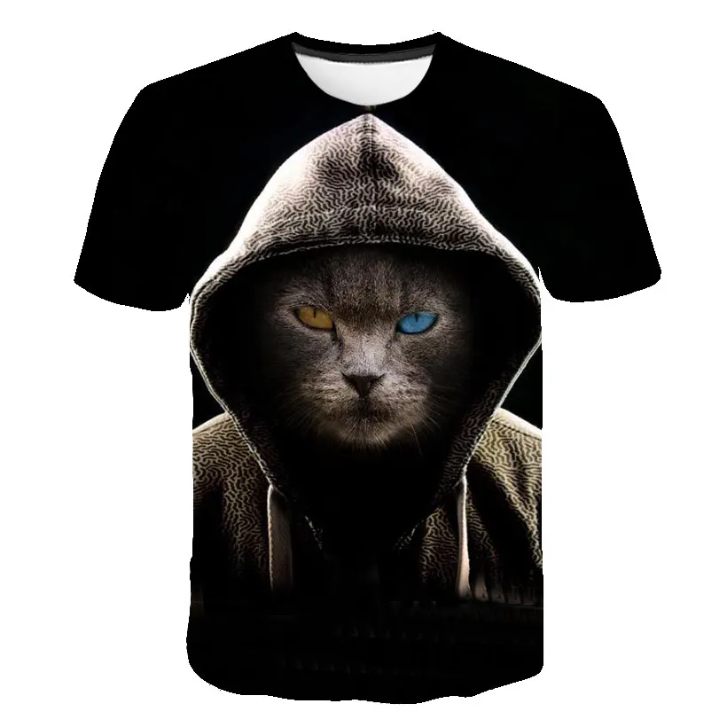 

Men's Hip Hop Funny Cat T-shirt Casual Short Sleeve Crewneck Top 3D HD Animal Print Shirt Summer Fashion Hot Trend Clothing6XL