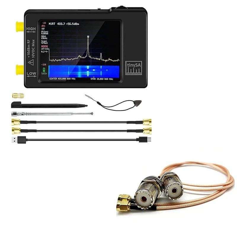 

Новый анализатор спектра, ручной анализатор частоты + Портативный антенный кабель-RF Coax SMA Male к UHF Female SO-239 кабель