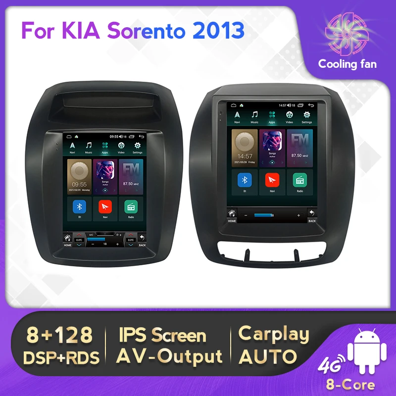 

Автомобильный радиоплеер на Android 11 4G LTE для KIA SORENTO 2013 2014, мультимедийный стереопроигрыватель типа Tesla со встроенным GPS-Навигатором