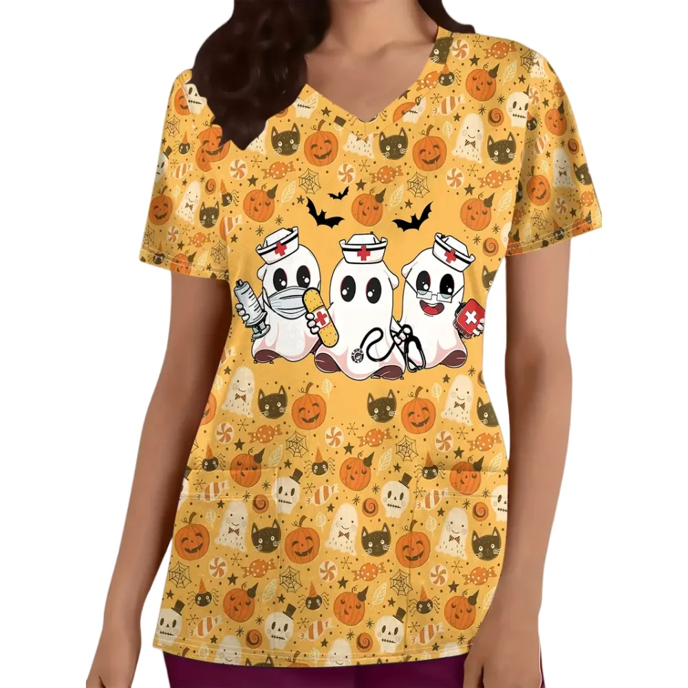 Униформа для Хэллоуина Женская медицинская с милым мультяшным принтом