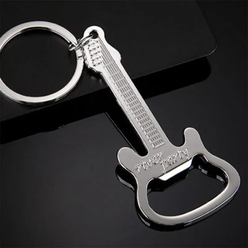 Multifunctional Guitar Corkscrew Metal Keychain Smooth Portable Bottle Opener For Beer Lovers Key Chain Ergonomic Popular Actual