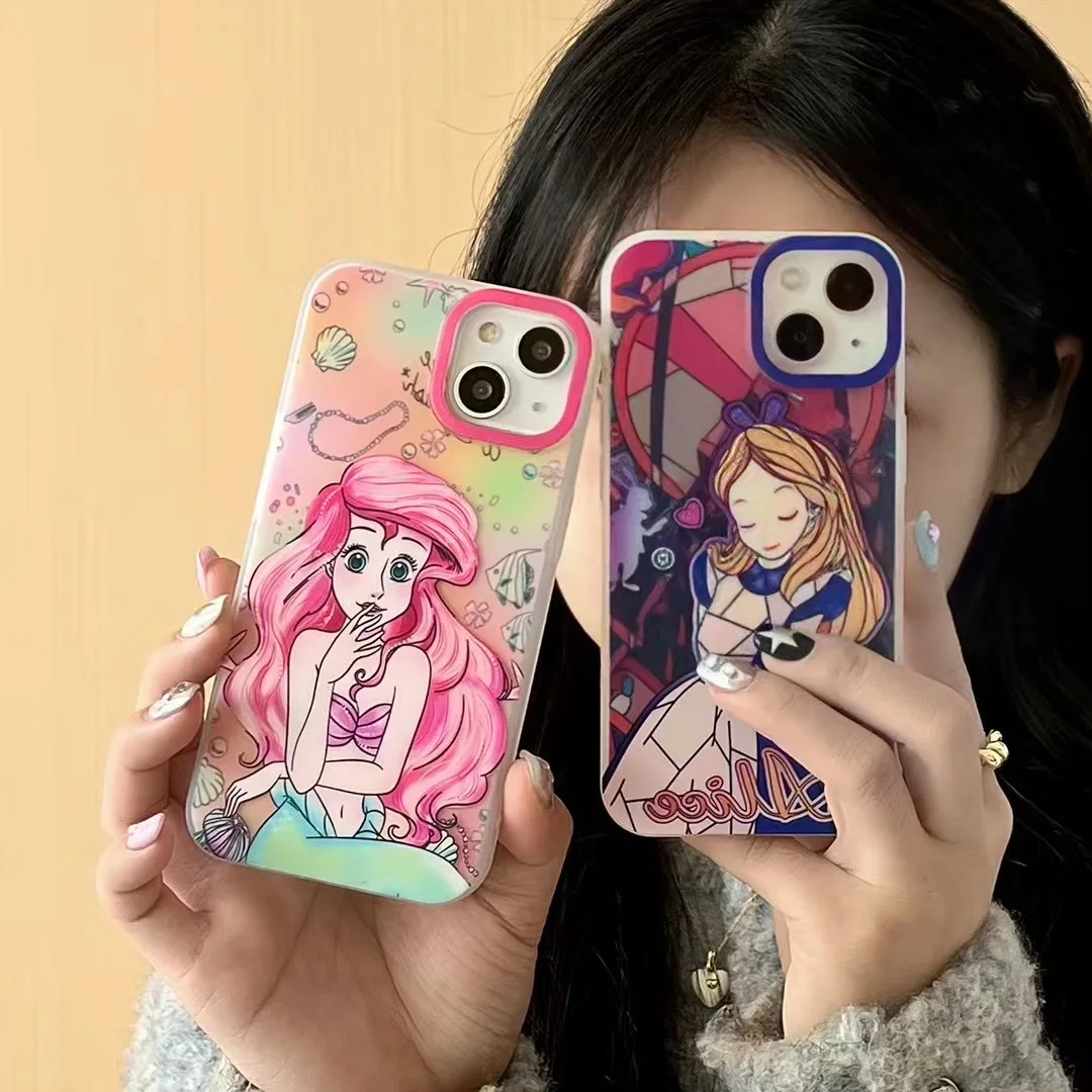 

Double-sided lamination Disney Princess Ariel Phone Cases For iPhone 14 13 12 11 Pro Max 14promax Back Cover