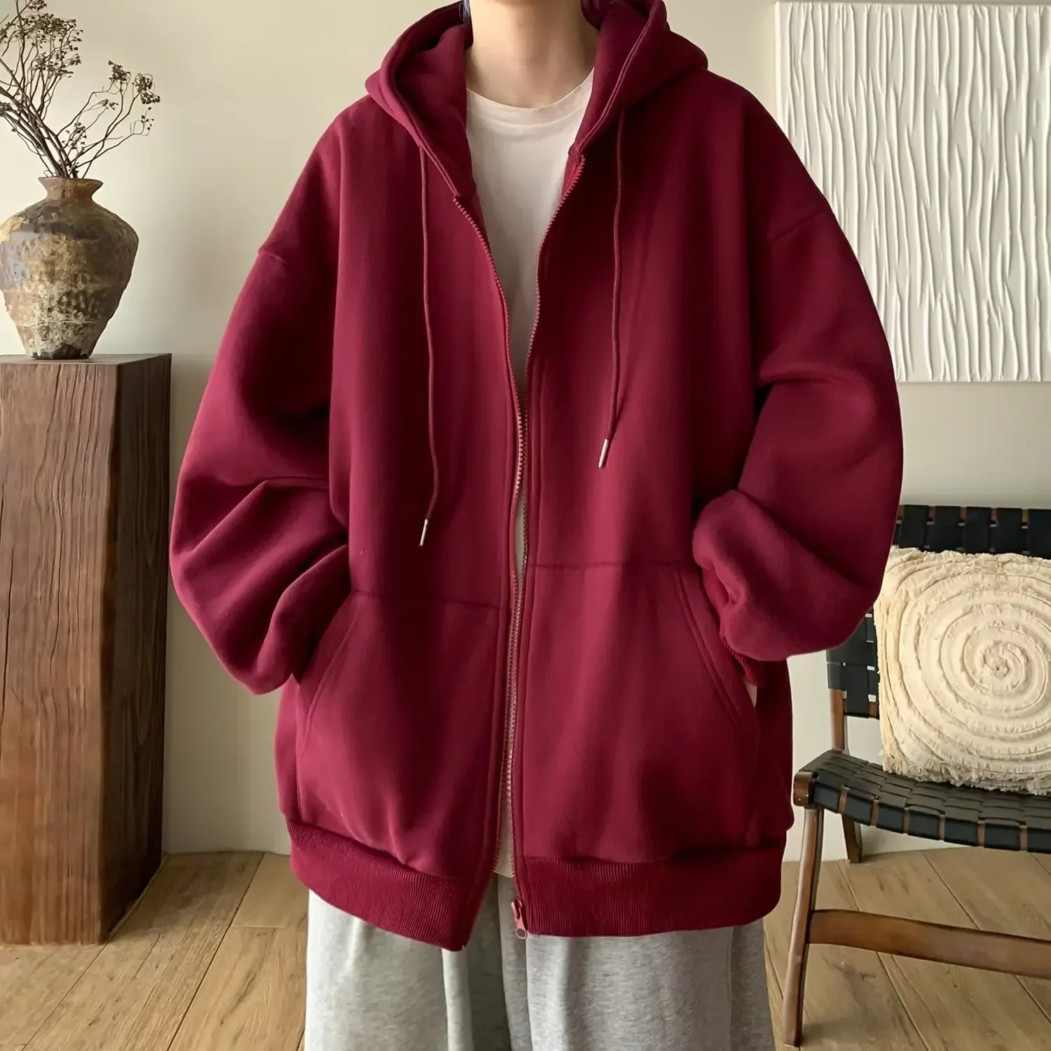 Художественный повседневный мужской свитшот с капюшоном свободного покроя