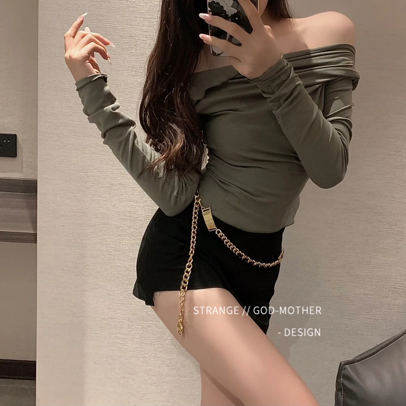 

New cool girl metal buckle waist chain female accessories metal heart high sense body chain dress belt chain accessories