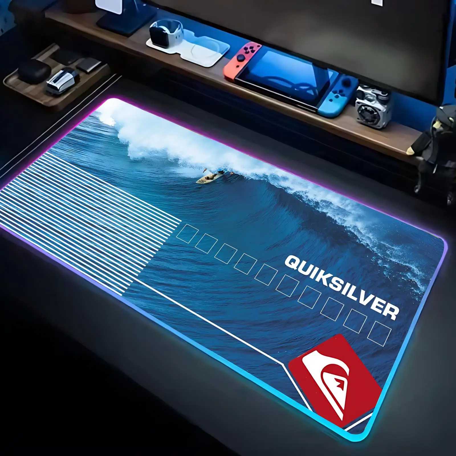 Фото Коврик для мыши Q-Quiksilver RGB, большой игровой коврик для мыши с LED-подсветкой, для игр и офиса №2