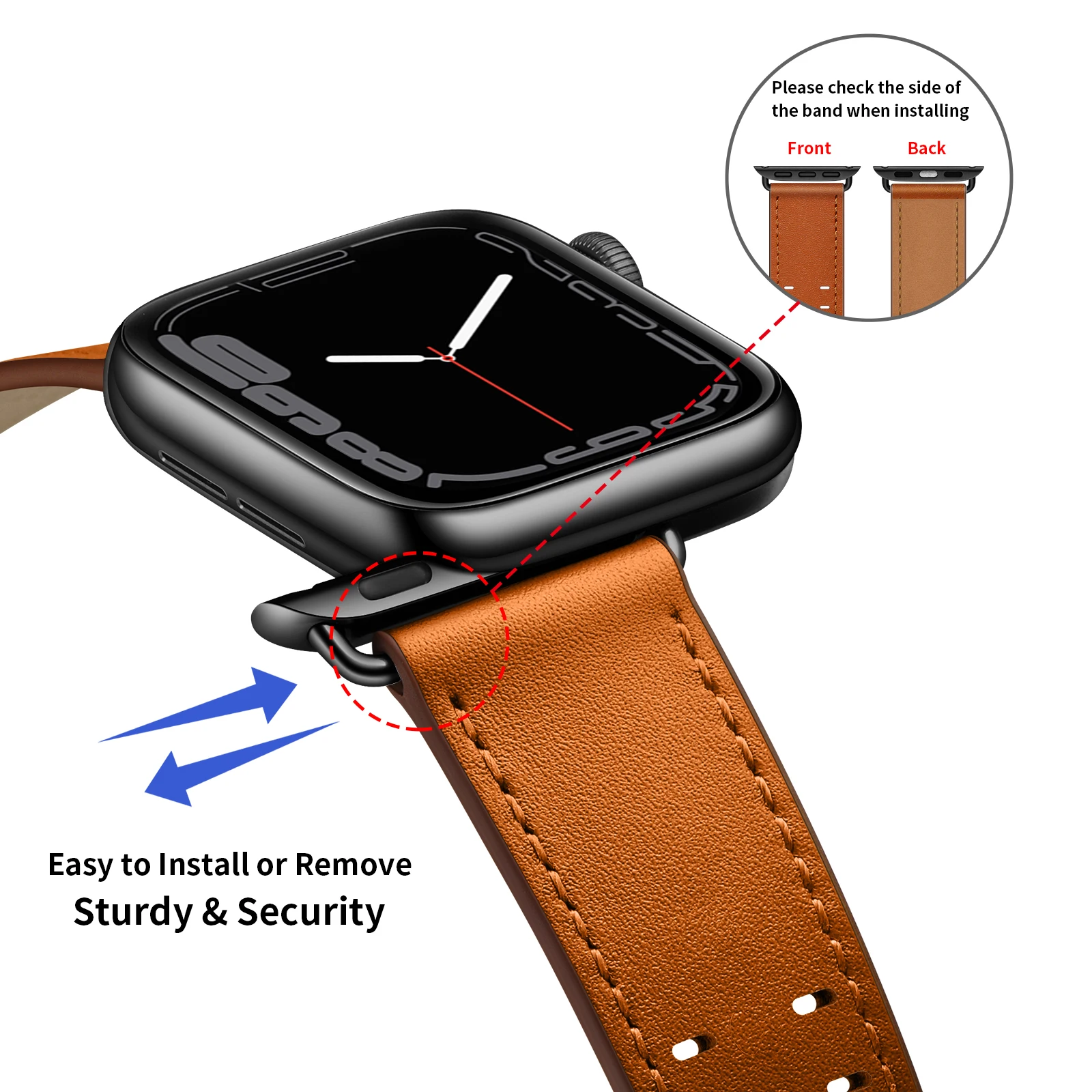 Premium Leather Strap For Apple Watch Band 45mm 41mm 44mm 40mm 42mm 38mm Business Classic Bracelet For Iwatch 7 6 5 4 3 SE Belt