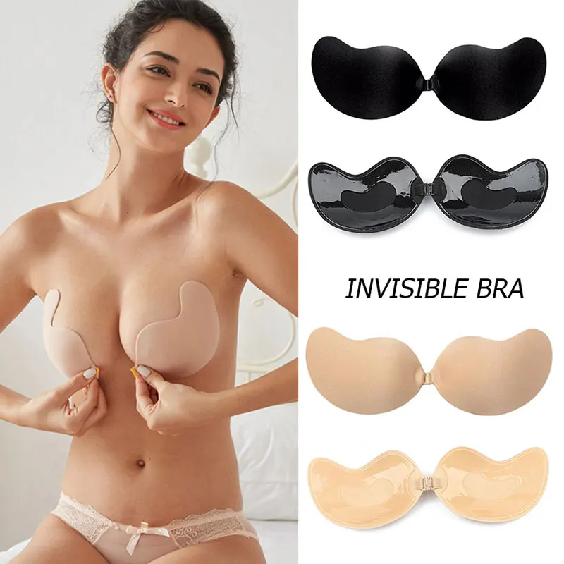 2023 New Mango Chest Stickers Silicone Breast Bikini Swimming Strapless Invisible Bra Nude Underwear Self-adhesive Bra Pad