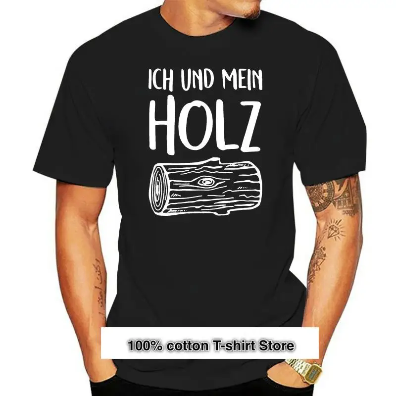 

Camiseta de manga corta para mujer, prenda de vestir, ajustada, con estampado de lutiges Damen, Ich und mein Holz, Moonworks
