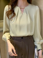 solid women shirt korean style spring chic fashion clothes woman v neck long sleeve elegant spring office wear luxury design