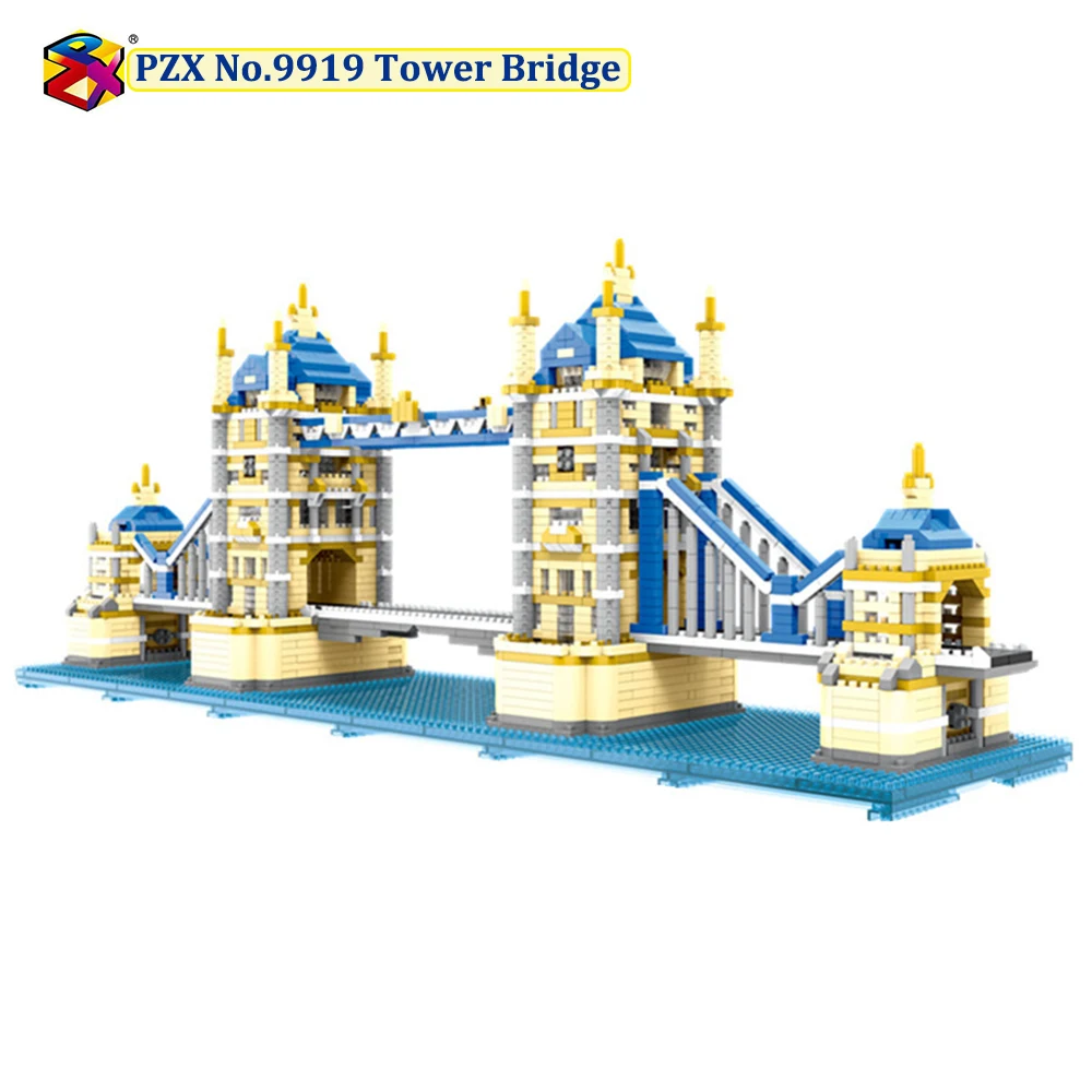 

PZX Atomic World Famous Architecture Model Set The Tower Bridge of London Micro Mini Blocks UK Building Blocks Set 3800pcs Toys