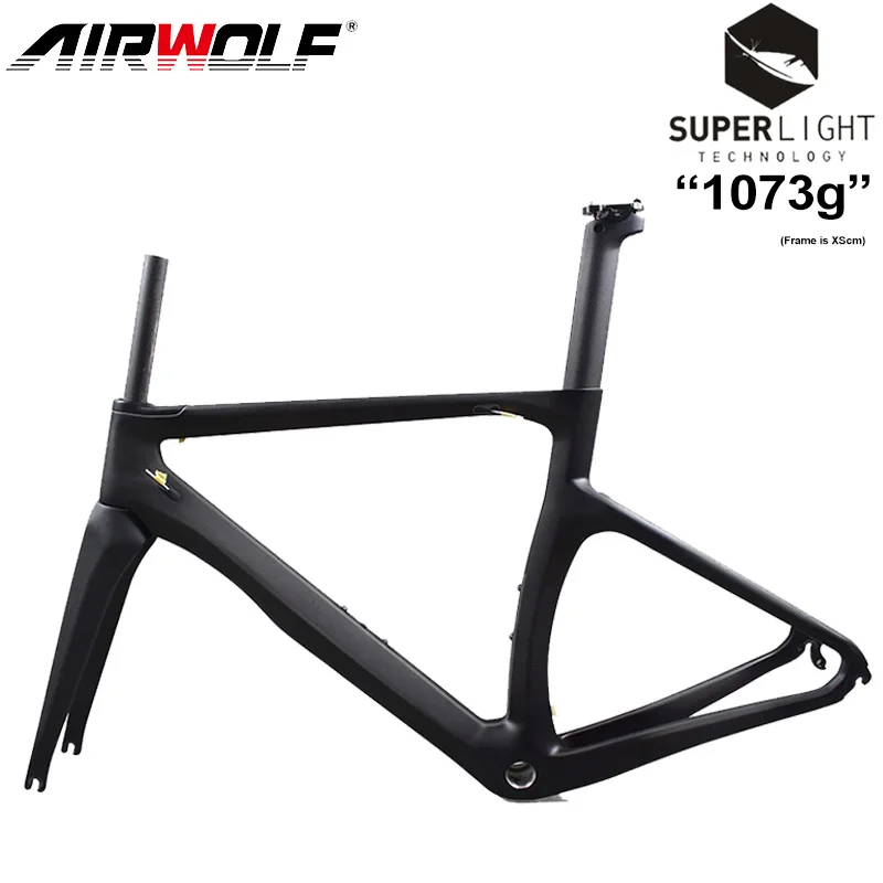 

AIRWOLF Carbon Fibre Road Bicycle Frame Newest 700x23c UD Full Carbon Fibre Bicycle V Brake Frame Ultra Light 1073g Free Ship