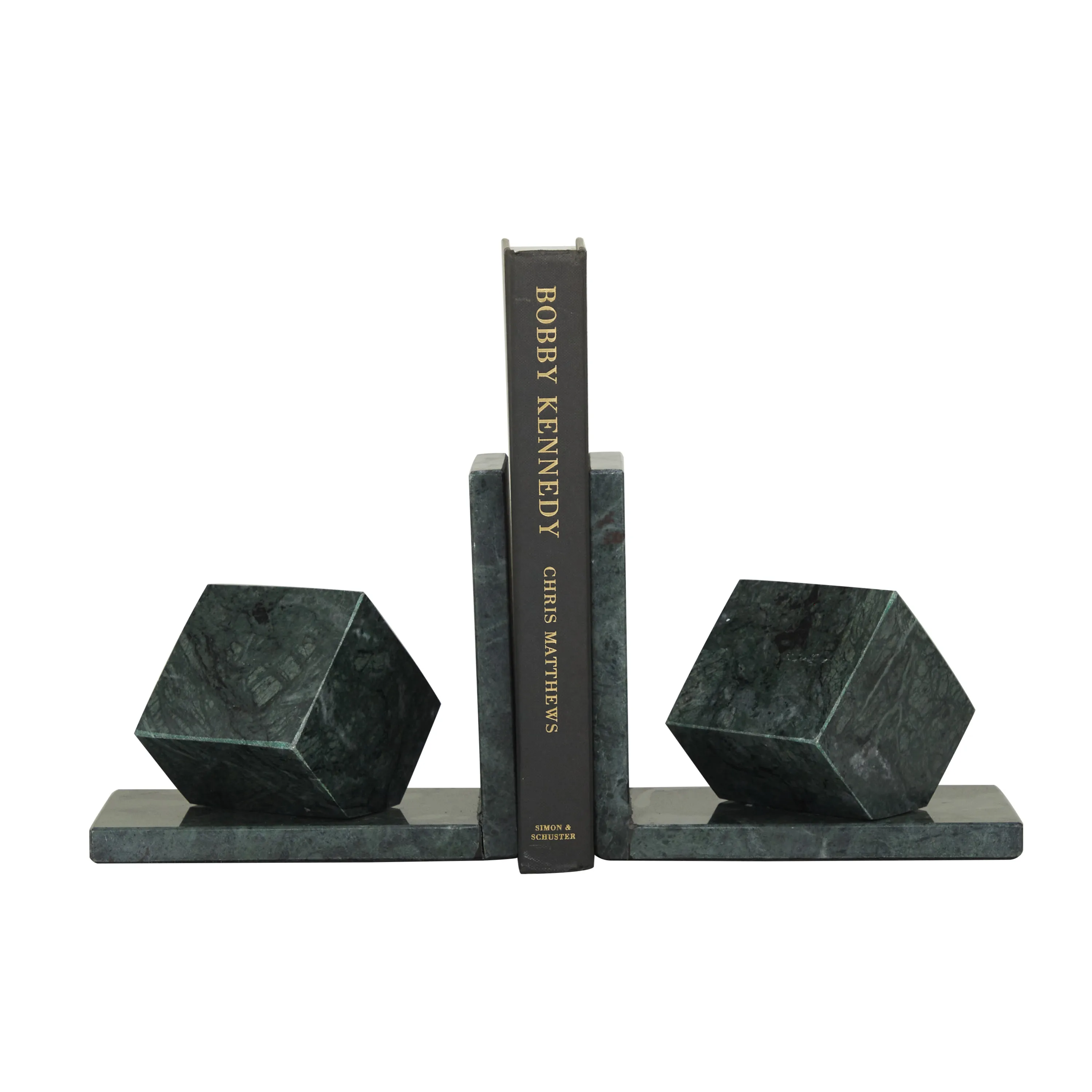 

5 in W, 6 in H Marble Modern Bookends, Black, 2-Piece