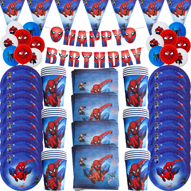 

Disney Superhero Spiderman Party Disposable Tableware Plate Cup Tablecloth Kids Birthday Party Baby Shower Decorations Supplies