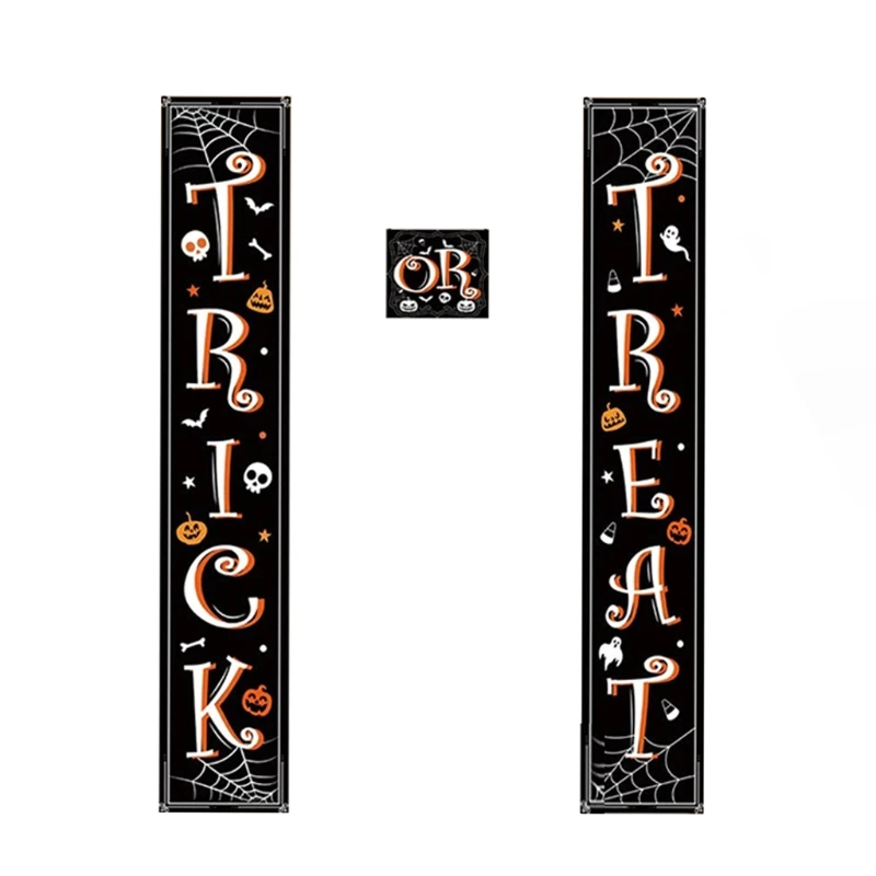 

Halloween Decorations Porch Sign Banners Trick Treat Or Hanging for Front Door