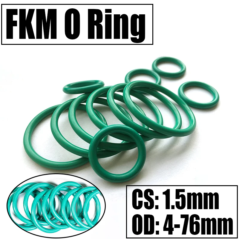 

1-20PCS FKM O Ring Seal Gasket Thickness CS 1.5mm OD 4-76mm Oil/High Temperature Resistance Washer Fluorine Rubber Spacer