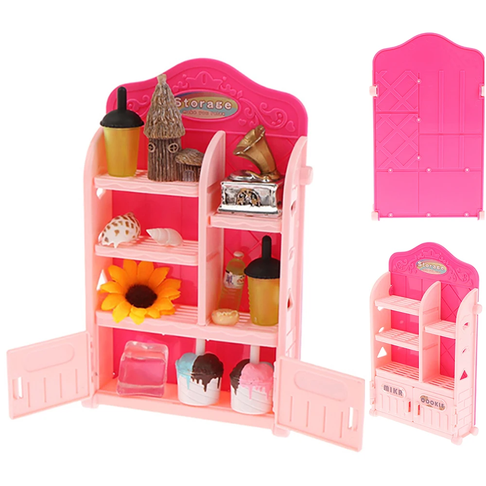 

Dollhouse Miniature Dining Rack Food Drinks Tableware Storage Shelf Kitchen Supermarket Store Pretend Play Doll Furniture Decor