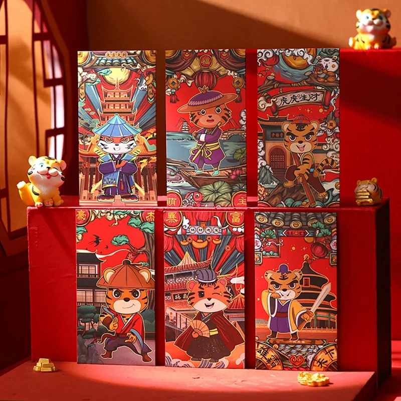 

Китайские красные конверты для лунного нового года 2022 года тигра Хун Бао, счастливые денежные пакеты для весеннего фестиваля