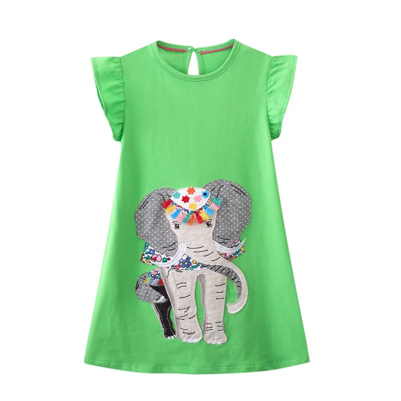

Jumping Meters 2-8T Princess Girls Dresses Summer Sleeveless Elephant Embroidery Baby Party Clothing Kids Costume Animal Frocks