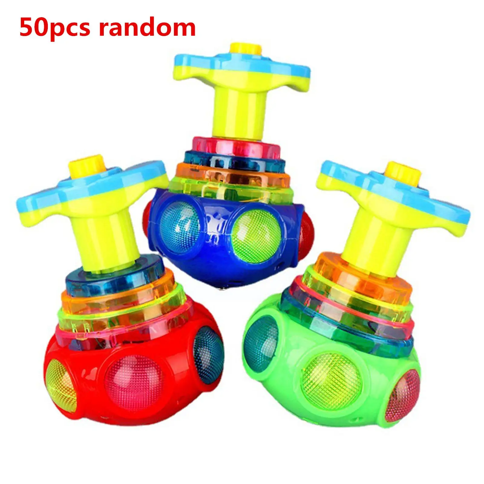 

Vip Link 50pcs Led Light Up Flashing Ufo Top Color Flash Led Light Funny Music Gyro Christmas Gift For Kid Children's Day M9z9