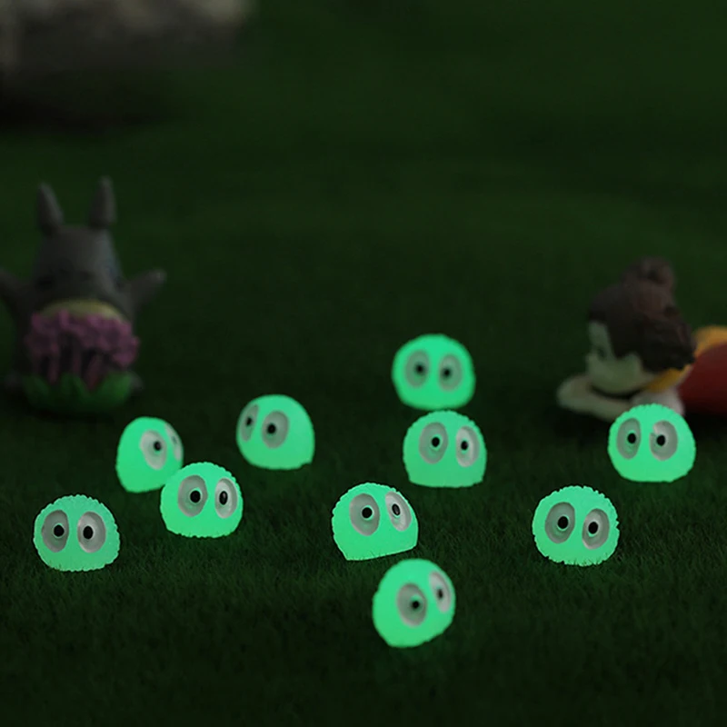 

10Pcs Mini Luminous Briquettes Elfs Dust Sprite Micro Ornaments Small Coal Ball Glowing Potted Ornament Miniature Garden Decor