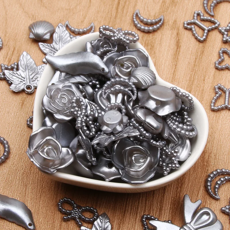 

Разные стильные акриловые зеркальные бусины, цвет серый, 20/40/60 грамм, Аксессуары для браслета