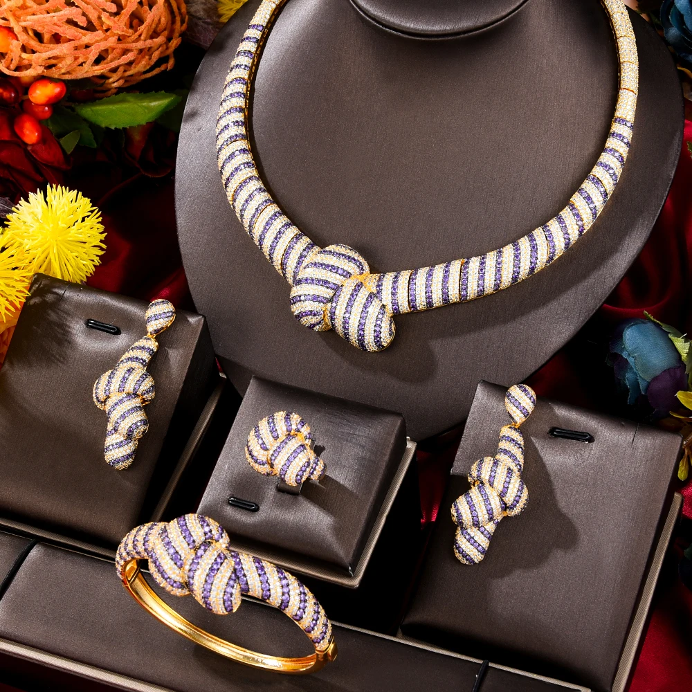 Набор женских ювелирных изделий из фианита в Африканском и индийском стиле