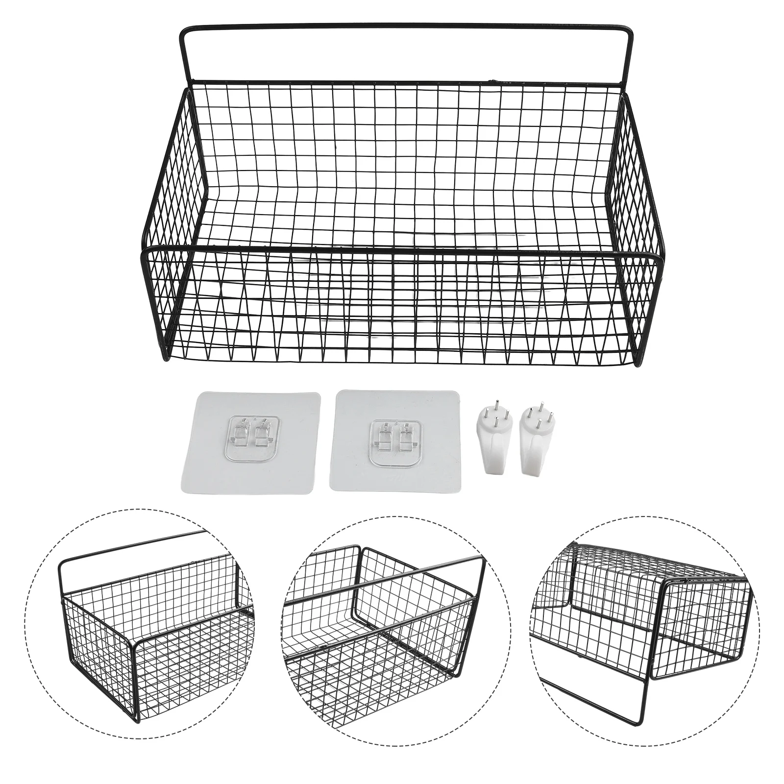

Organization Storage Basket Kitchen Books Home Boxes Holder Wall Mounted White Black Durable Practical Replacement