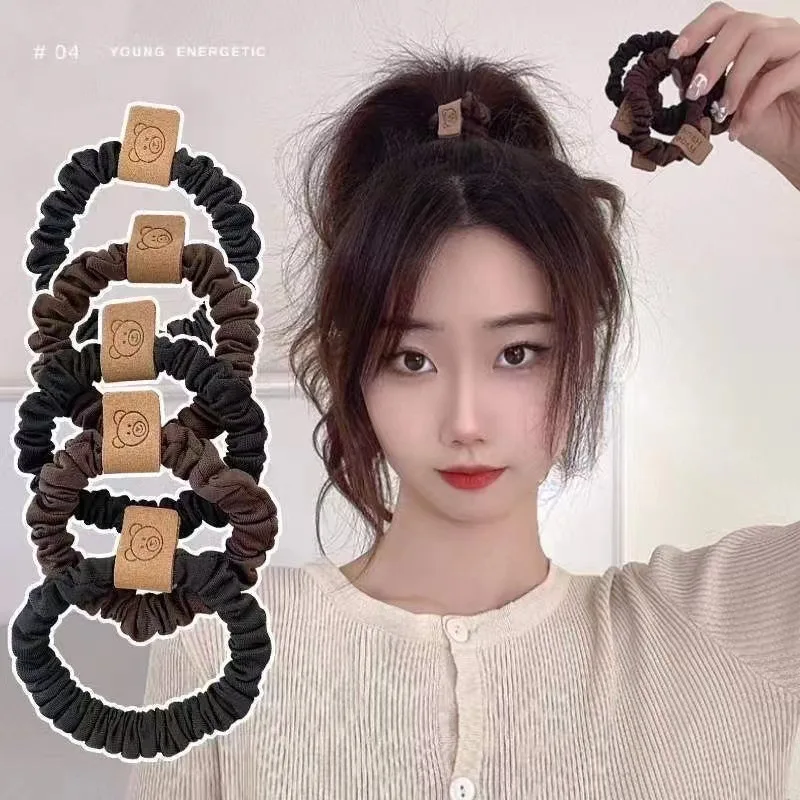 

Korean Bears High Elasticity Hair loops Durable Small Intestine Hair Bands Simple Head Rope Cute Ball Head Rubber Band Hair Rope