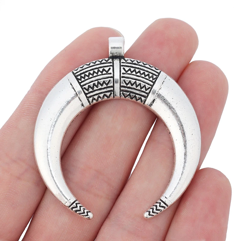 Набор Из 10 Антикварных Серебряных Богемных Подвесок С Большим Полумесяцем И