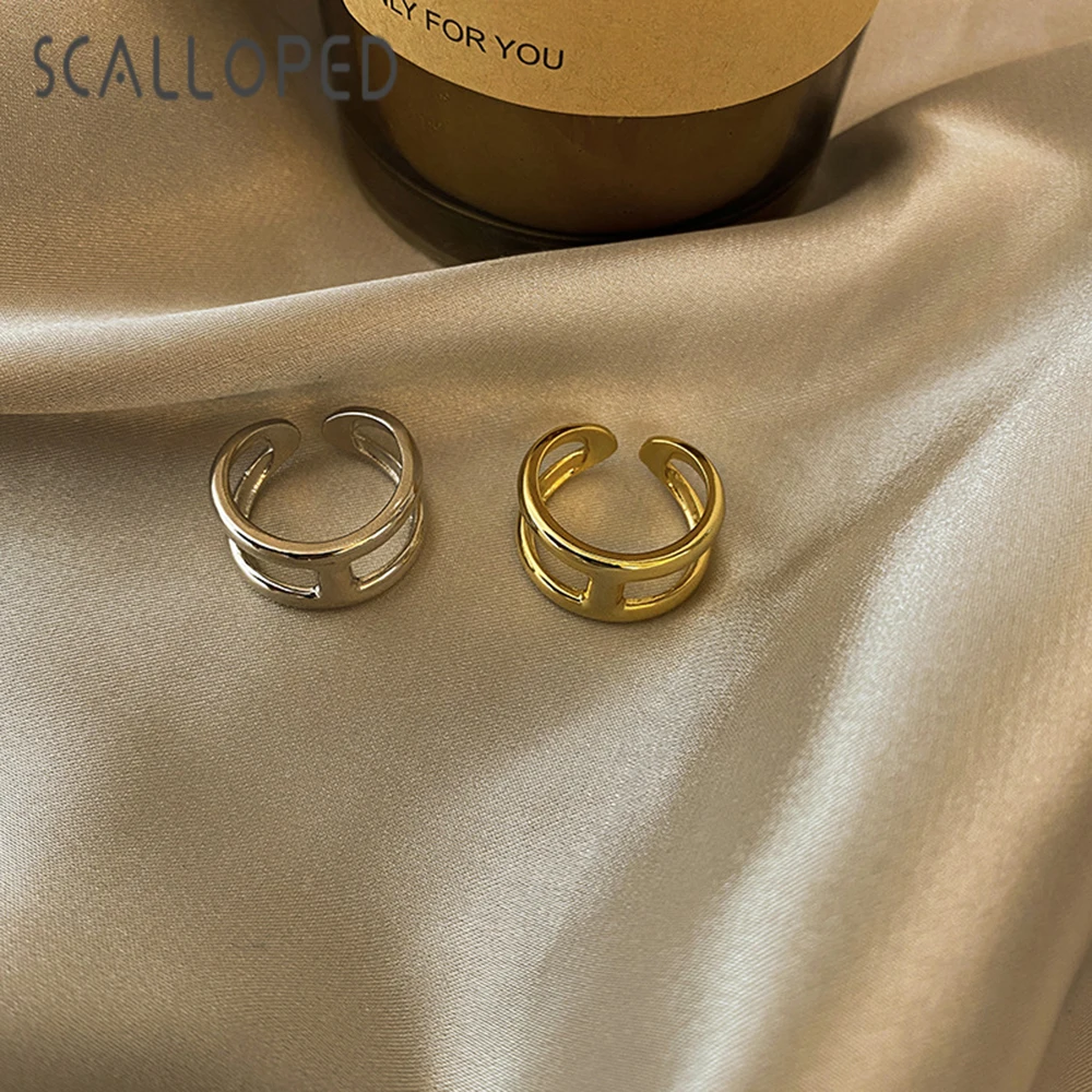 

SCALLOPED Trendy Adjustable Open Ring European Temperament Geometry Accessories Minimalist Metal Women Jewelry