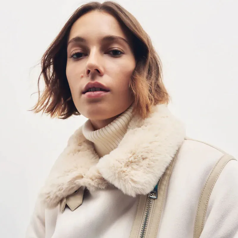 Ardm Casual Streetwear Faux Fur Splicing Motorcycle Jacket Women Thick Warm Winter Jacket Coat Zipper Suede New In Outwears Tops