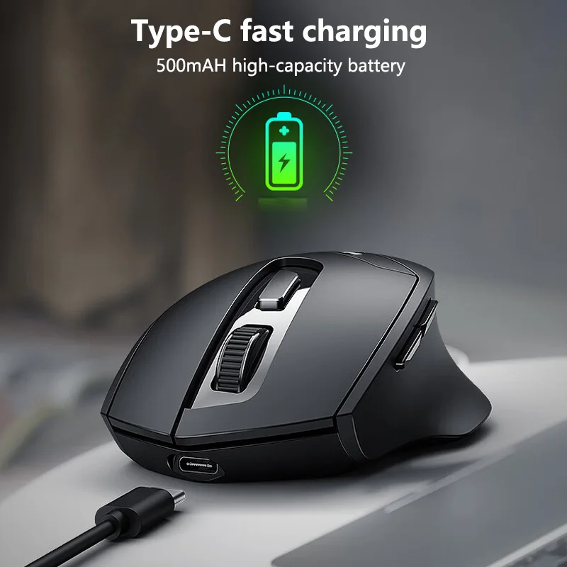Фото Беспроводная мышь Inphic DR01 Bluetooth, эргономичный дизайн, бесшумная перезаряжаемая мышь для домашнего офиса, ноутбука, настольного компьютера и планшета №5