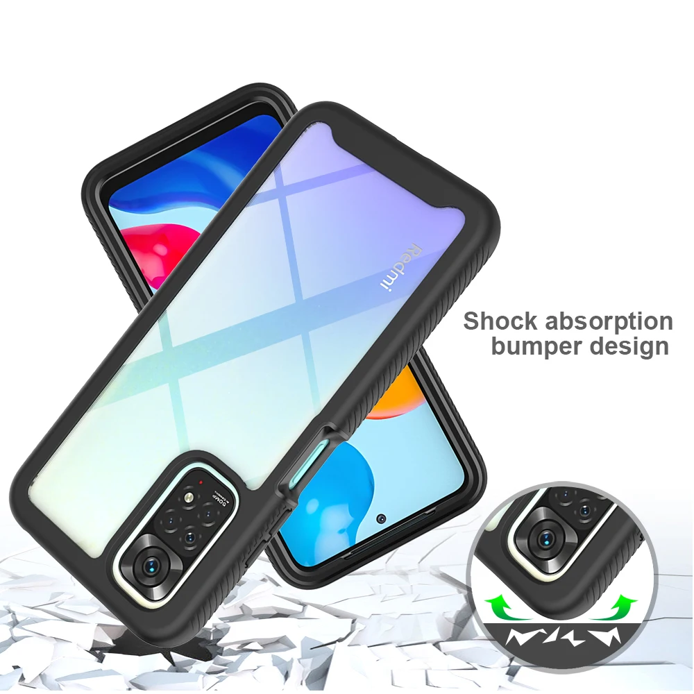 2 in 1 Hybrid Rugged Armor Shockproof Case For Xiaomi Redmi Note 11 11S 10S Note 10 Pro 11 Pro 5G 11Pro Transparent Back Cover images - 6
