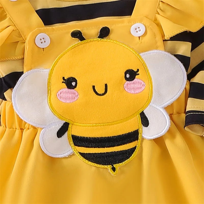 Осенние комплекты с юбкой для маленьких девочек комбинезон летящим рукавом