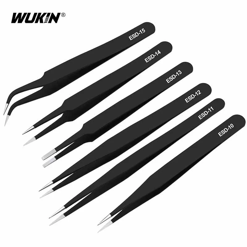 

Пинцет из нержавеющей стали, антистатический черный Пинцет для ресниц, акне, маленький зажим, промышленный ремонтный ручной инструмент для ...