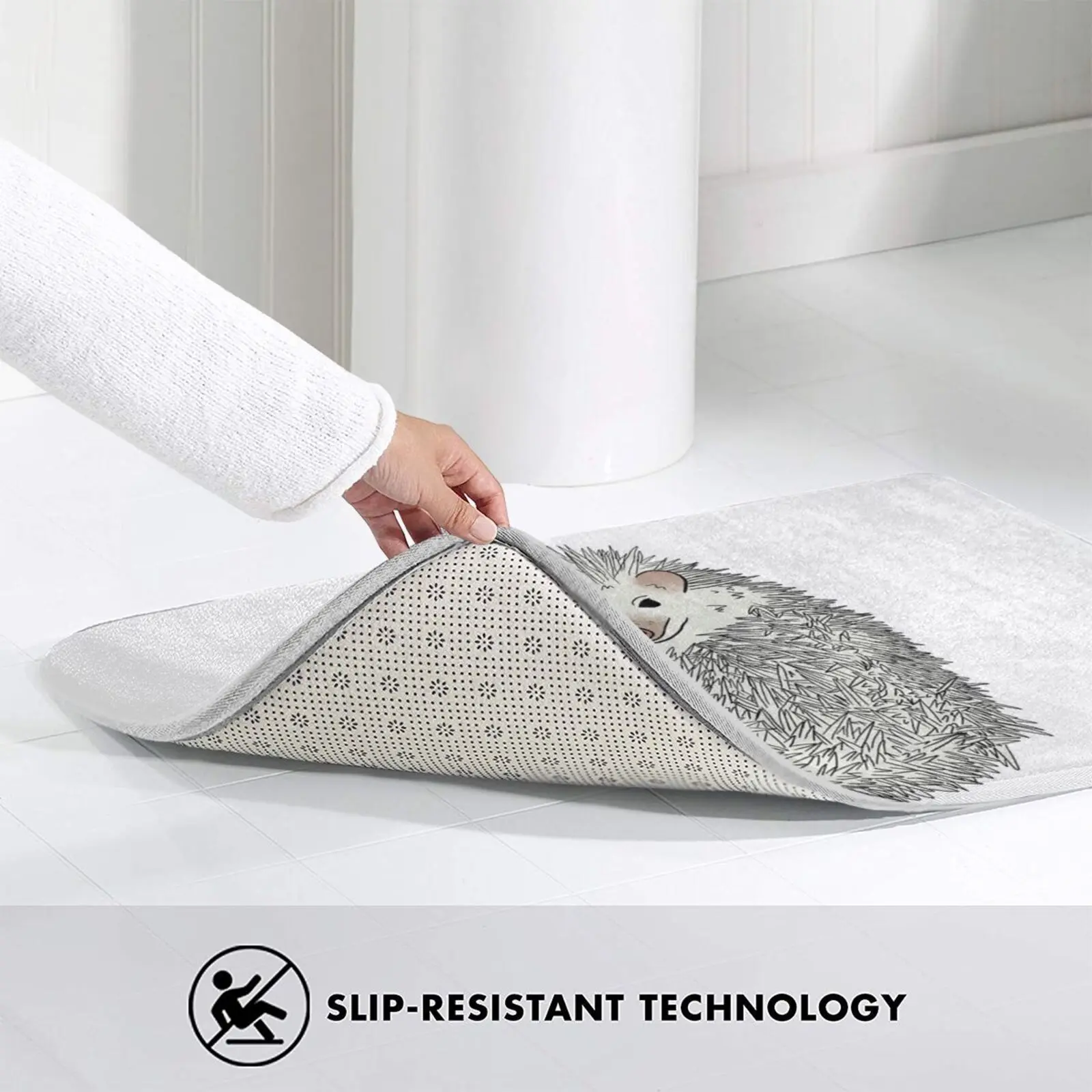 Коврик для прихожей с акварельными чернилами Ежик нескользящий мягкий коврик