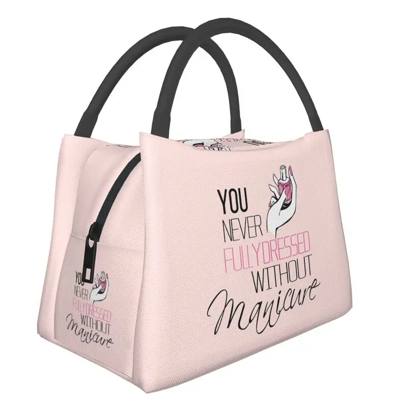 

Nail Polish Quotes Insulated Lunch Bags for Women Manicure Manicurist Portable Thermal Cooler Bento Box Work Travel