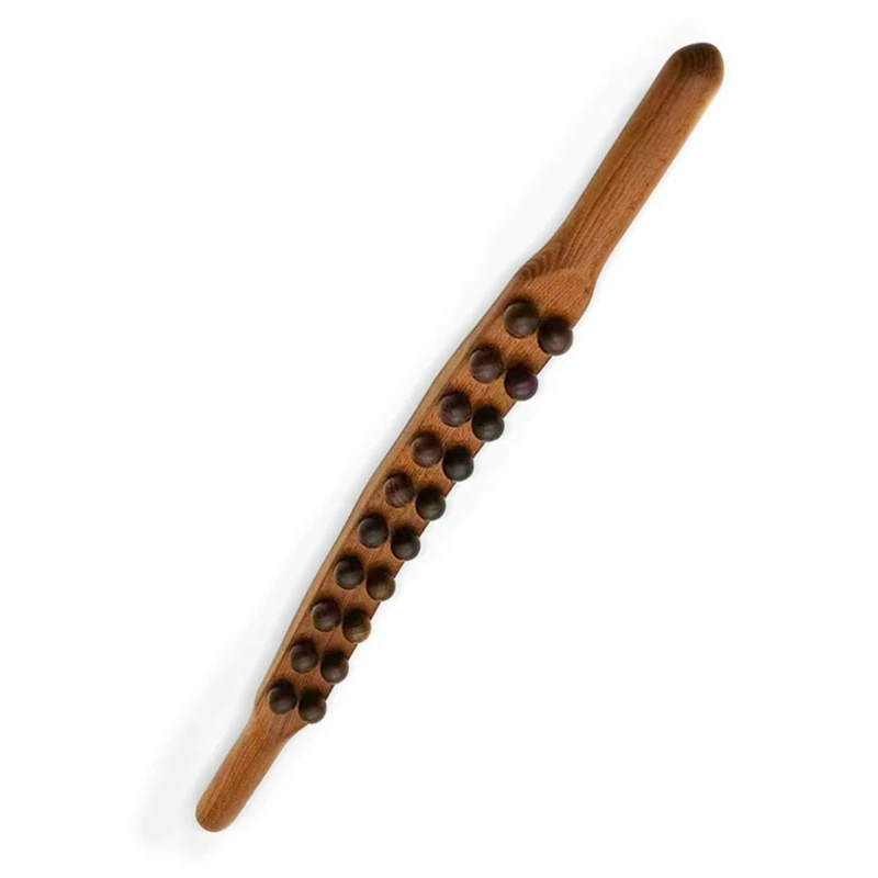 

20 Beads Guasha Scraping Stick Wooden Massage Tools Relieve Sore Muscles Body Meridian Wand For Back Waist