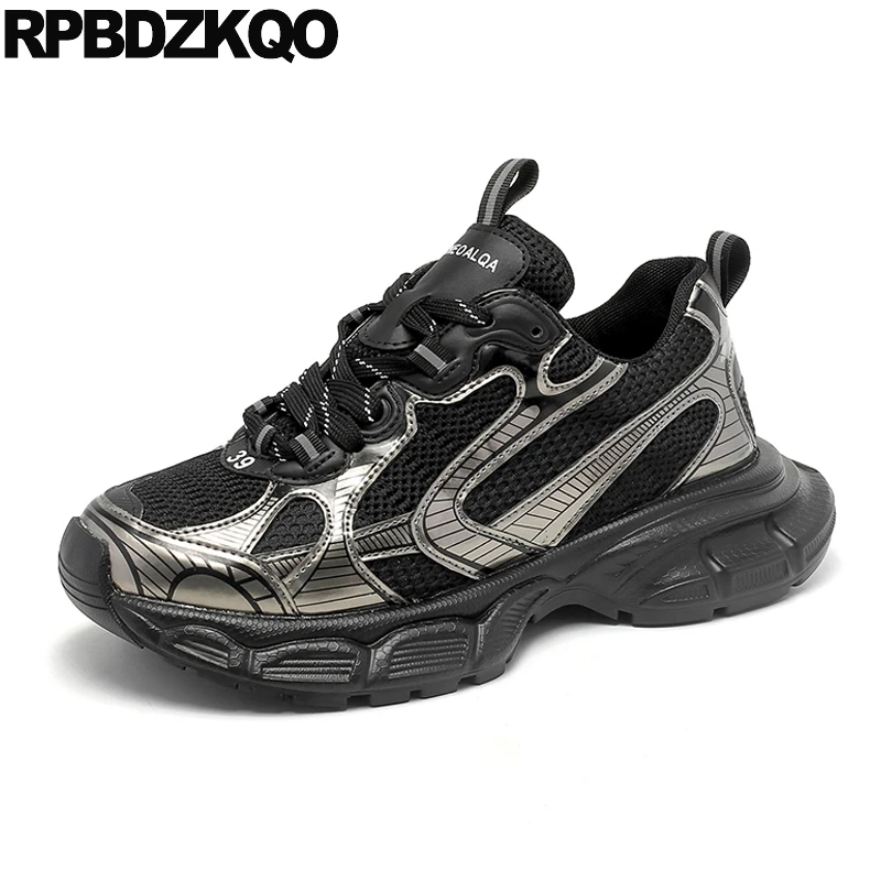 

Высокие спортивные кроссовки с круглым носком в стиле пэчворк женские кроссовки для атлетики со шнуровкой мужские сетчатые толстые криперы в европейском стиле