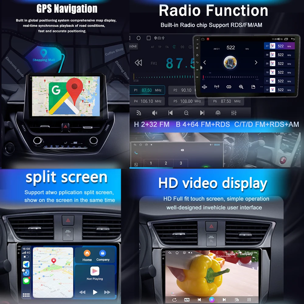 Фото 9-дюймовый автомобильный мультимедийный видеоплеер с Android 16, DSP, GPS и беспроводным CarPlay для Suzuki Swift III/II 2016-2020 №4