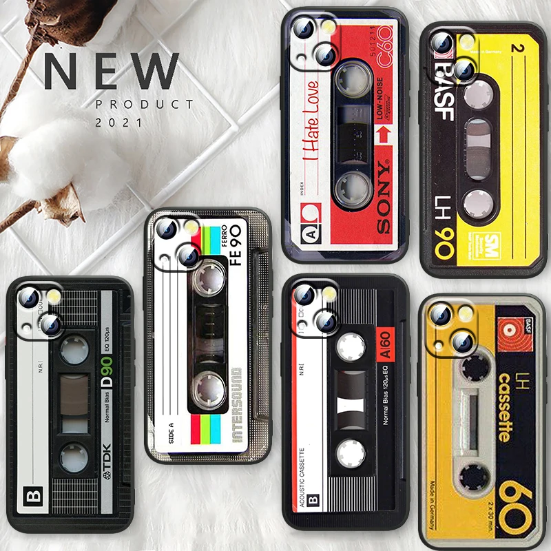 

Classical Old Cassette Black Phone For Apple iPhone 14 13 12 11 Pro Max Mini XS Max X XR 7 8 6 5 Plus SE2020