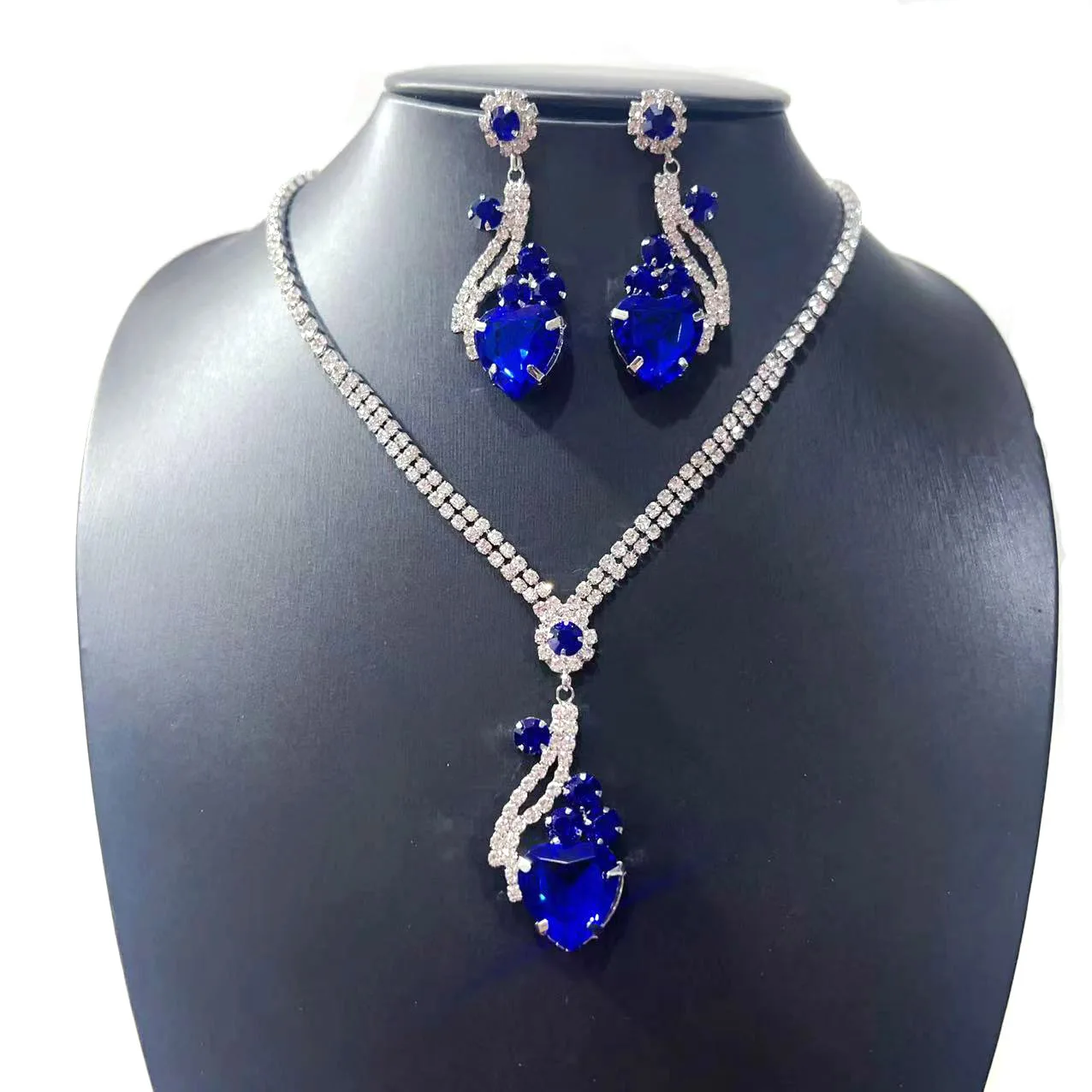 Новейший Лидер продаж комплект из 2 предметов модное ожерелье и серьги с голубым