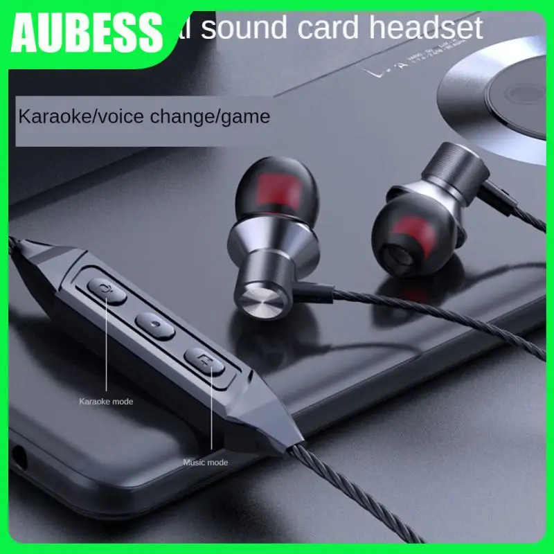 

Type-c Sports Earphones Subwoofer Live In-ear Flat Mouth Sound Card Hifi Bass Headphones For Karaoke Wired Headset Waterproof