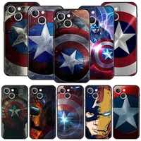cartoon captain america shield luxury phone case for iphone 13 mini 12 11 pro max xr x se xs 7 8 plus soft black cover funda