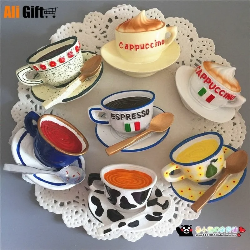 

Italian Latte Coffee Black Tea Juice Cup Style 3D Fridge Magnets Sticker Home Decoration Fridge Accessories Travel Souveni