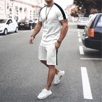 2022 european and american summer new mens short sleeved shorts suit sports casual tops and shorts two piece suit
