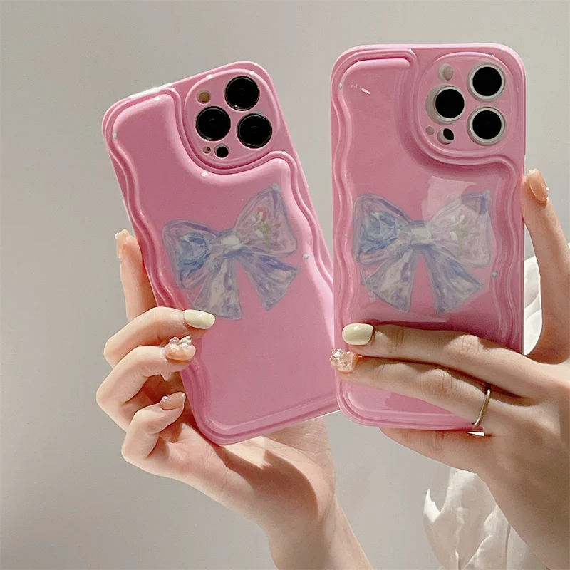 

Fashion Unique Simple Bow Pattern Soft TPU Phone Case For IPhone 13 12 Pro Max XR XS X 11 Gasbag Shockproof Back Cover For Girl