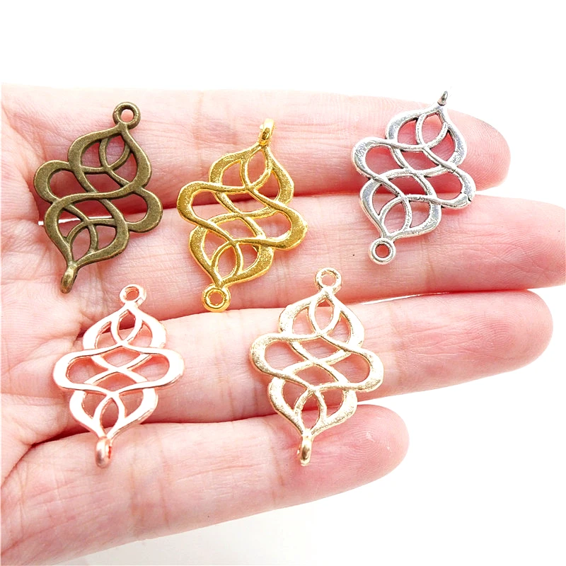 

Оптовая продажа, 25 шт., 28x18 мм, модные подвески с двойным отверстием в форме цветка, античные украшения, сделай сам, рукоделие