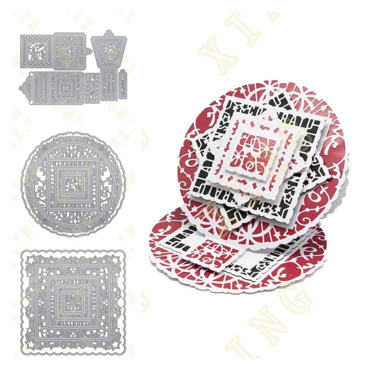 

Congratulations Birthday Wishes Gift Box New Metal Cutting Dies for Scrapbooking Practice Hands-on Diy Album Card Handmade Tool