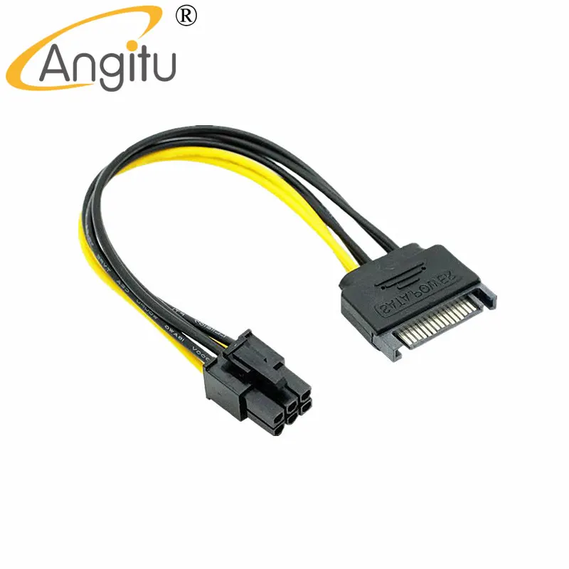 

Angitu SATA 15Pin Male к 6Pin PCIE PCI Express кабель адаптера питания Sata-15 см 18AWG
